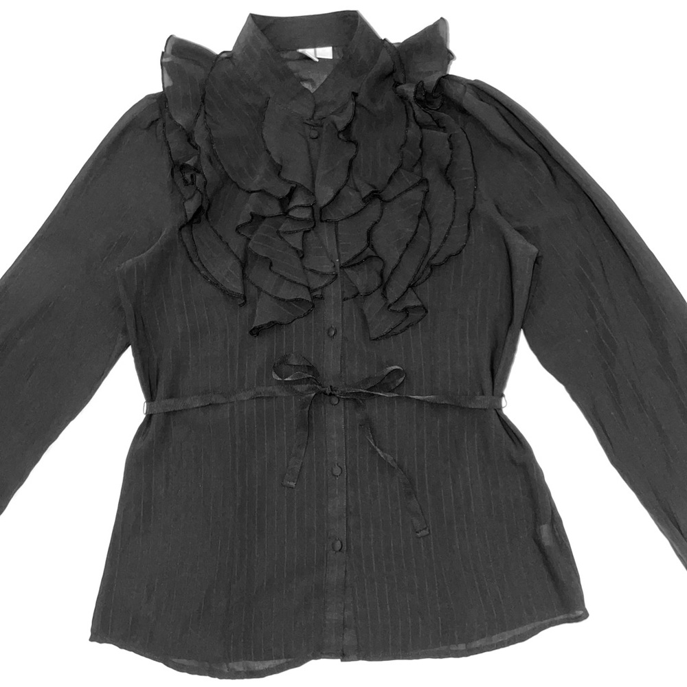 NWT Target Go International button down polyester black blouse, size Medium